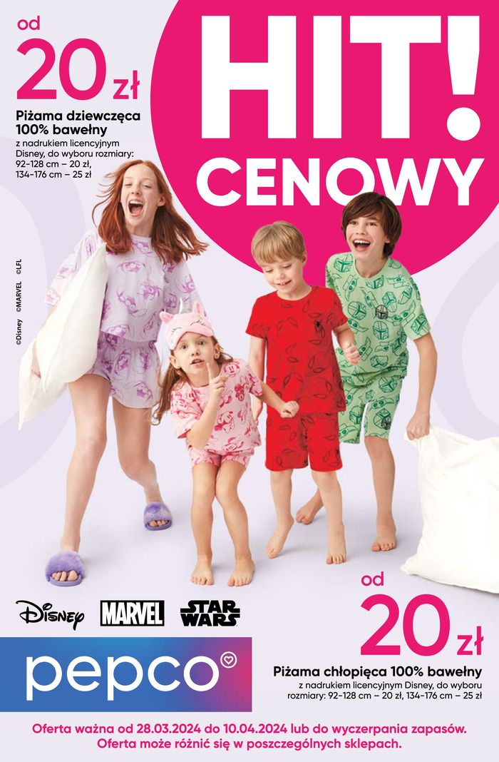 Katalog Pepco w: Wałbrzych | Pepco Gazetka Piżamy Disney | 28.03.2024 - 10.04.2024