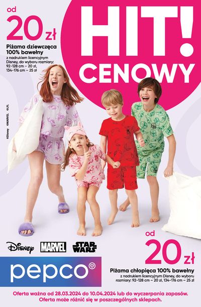 Promocje Ubrania, buty i akcesoria w Sosnowiec | Pepco Gazetka Piżamy Disney de Pepco | 28.03.2024 - 10.04.2024