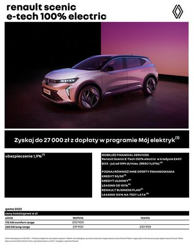 Promocje Samochody, motory i części samochodowe w Szczecin | Renault Scenic E-Tech 100% Electric de Renault | 5.04.2024 - 5.04.2025