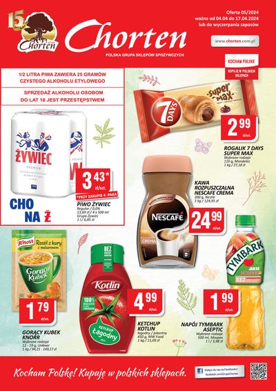Promocje Supermarkety w Jasło | Chorten Gazetka do 17.04  de Chorten | 5.04.2024 - 19.04.2024