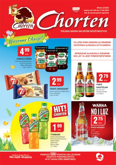 Promocje Supermarkety w Żychlin | Chorten Oferta  de Chorten | 5.04.2024 - 19.04.2024