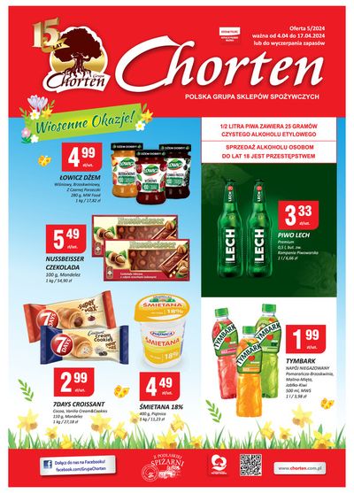 Promocje Supermarkety w Żychlin | Chorten oferta od 4.04 do 17.04 !  de Chorten | 5.04.2024 - 19.04.2024