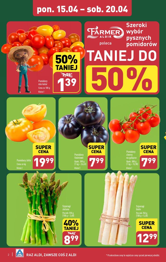 Katalog Aldi w: Głogów | Wielki festiwal pomidorow aż do 52% taniej | 14.04.2024 - 28.04.2024