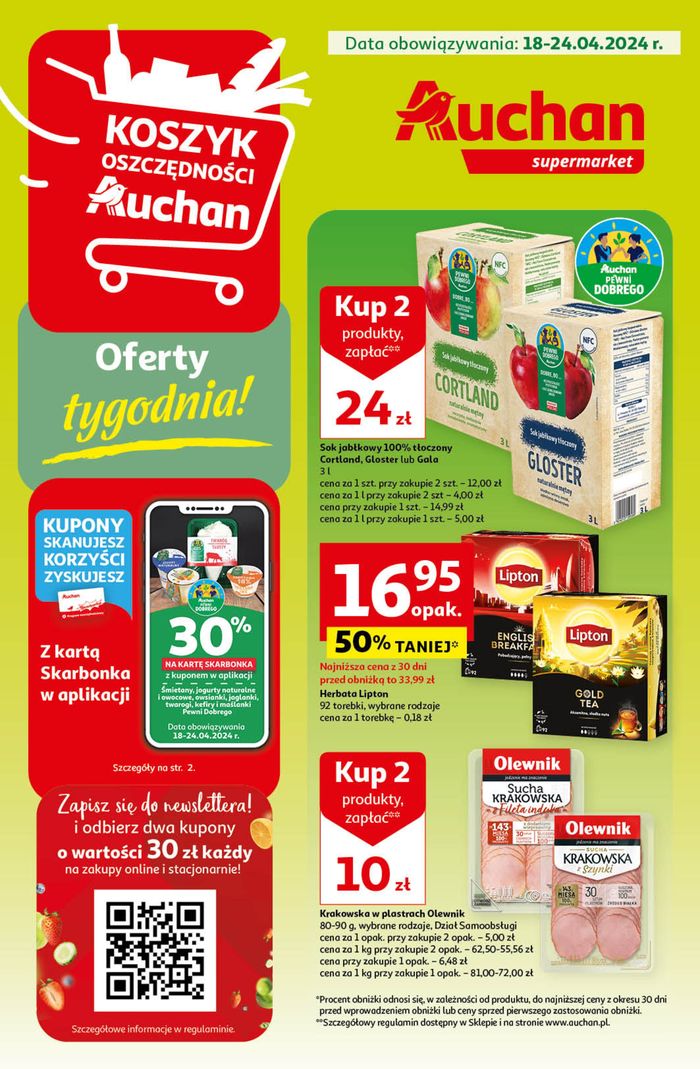 Katalog Auchan w: Siemianowice | Gazetka Oferty tygodnia! Supermarket Auchan | 18.04.2024 - 24.04.2024