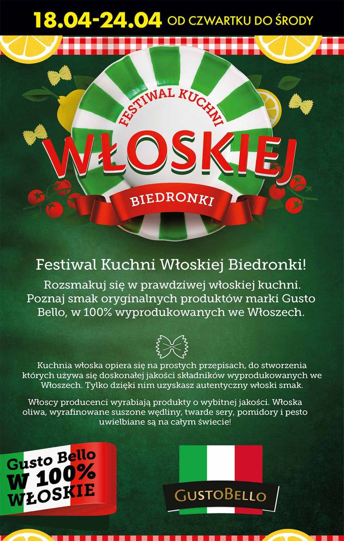 Katalog Biedronka w: Opole | Festiwal kuchni Włoskiej Biedronki  | 18.04.2024 - 2.05.2024