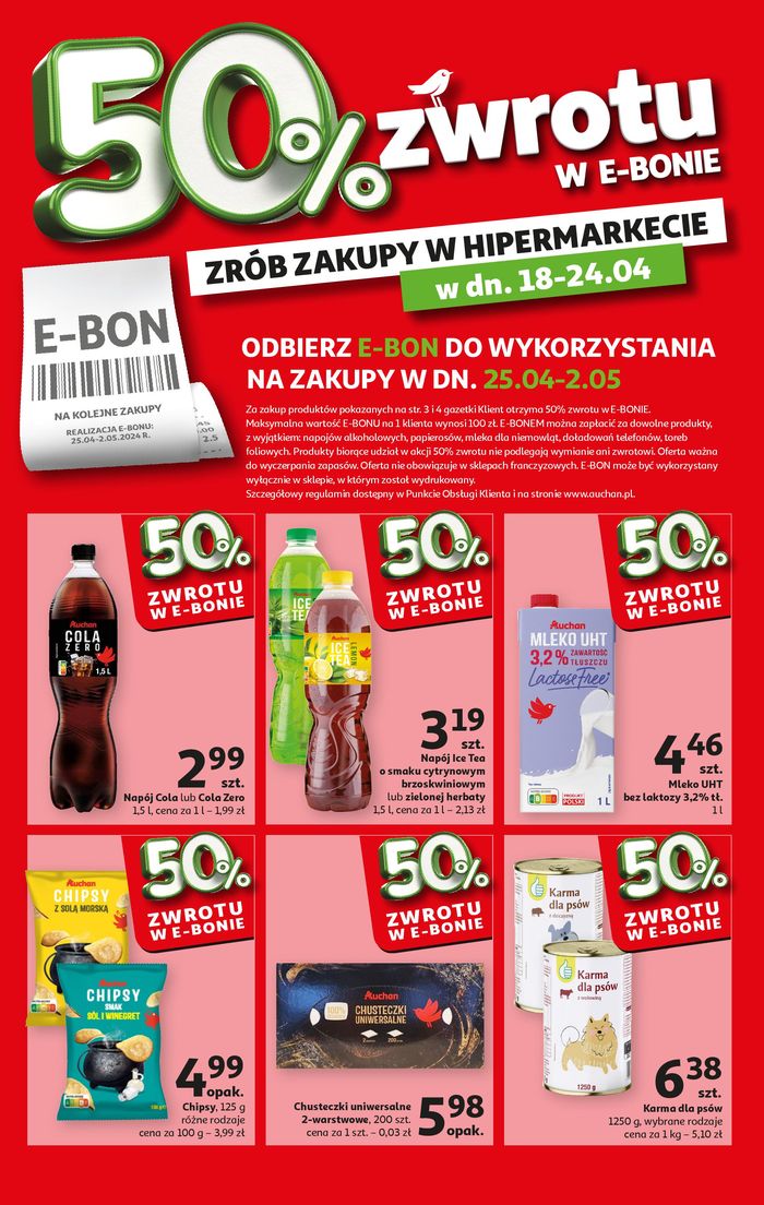 Katalog Auchan w: Warszawa | Oferta 50% zwrotu w e-bonie 18-24.04.2024 | 18.04.2024 - 24.04.2024