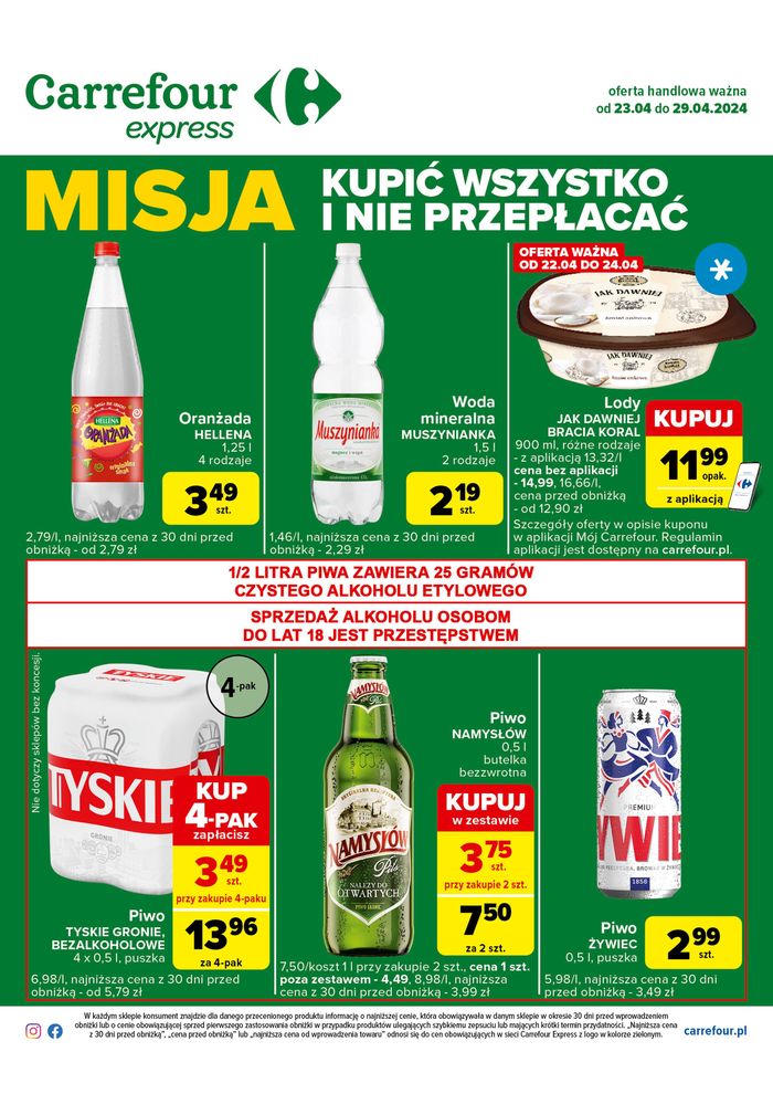 Katalog Carrefour Express w: Mińsk Mazowiecki | Kupic wszystko i nie przepł acać ! | 22.04.2024 - 29.04.2024