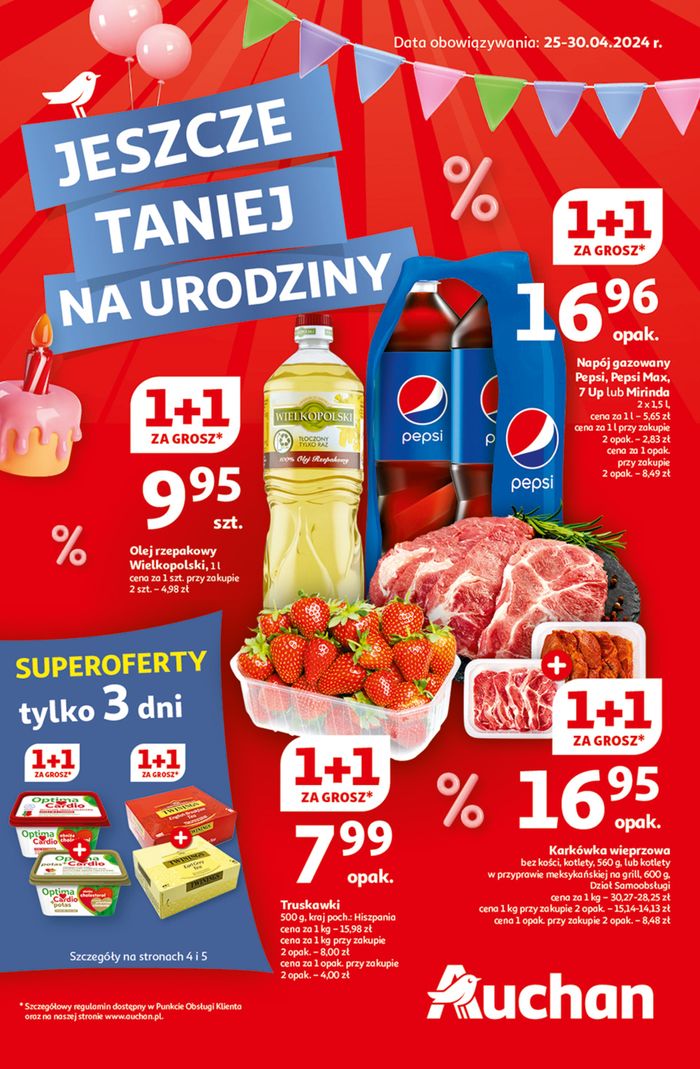 Katalog Auchan w: Toruń | Gazetka Jeszcze taniej na urodziny Hipermarket Auchan | 25.04.2024 - 30.04.2024