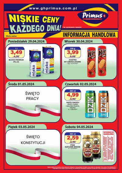 Promocje Supermarkety w Poddębice | Niskie ceny ! de Primus | 30.04.2024 - 14.05.2024
