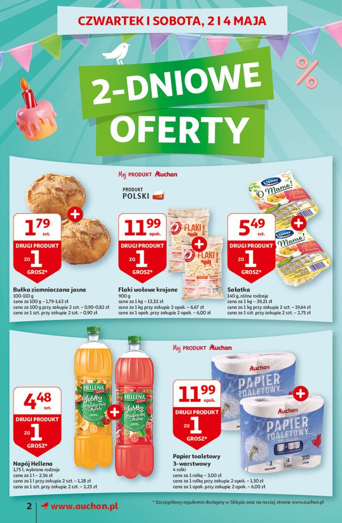 Katalog Auchan w: Szepietowo | Gazetka Jeszcze Taniej na urodziny Supermarket Auchan | 2.05.2024 - 8.05.2024