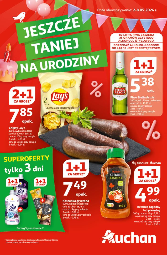 Katalog Auchan w: Tarnów | Gazetka Jeszcze taniej na urodziny Hipermarket Auchan | 2.05.2024 - 8.05.2024