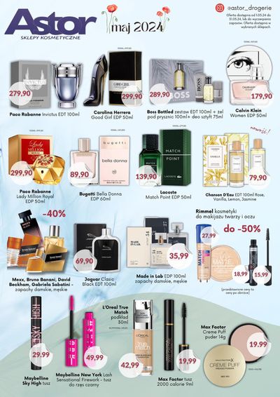 Promocje Perfumy i kosmetyki w Wielgie | Maj 2024  de Astor | 2.05.2024 - 31.05.2024