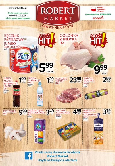 Promocje Supermarkety w Kunów | Mega hit !  de Robert | 7.05.2024 - 21.05.2024
