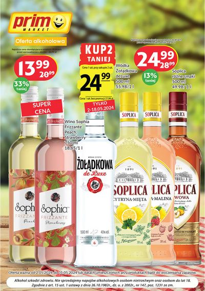Promocje Supermarkety w Wieczfnia Kościelna | Oferta alkoholowa  de Prim Market | 1.05.2024 - 31.05.2024