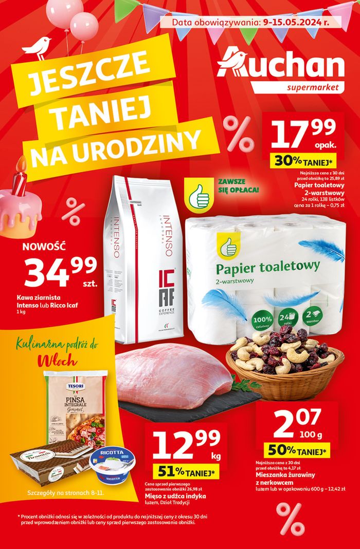 Katalog Auchan w: Józefosław | Gazetka Jeszcze taniej na urodziny Supermarket Auchan | 9.05.2024 - 15.05.2024