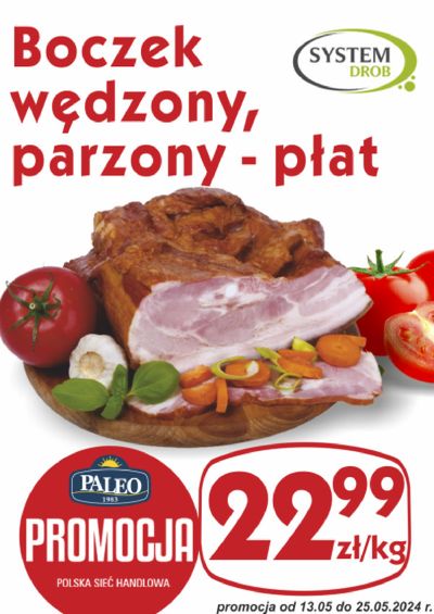 Katalog Delikatesy Paleo w: Kraków | Boczek wędzony, parzony - płat | 14.05.2024 - 28.05.2024