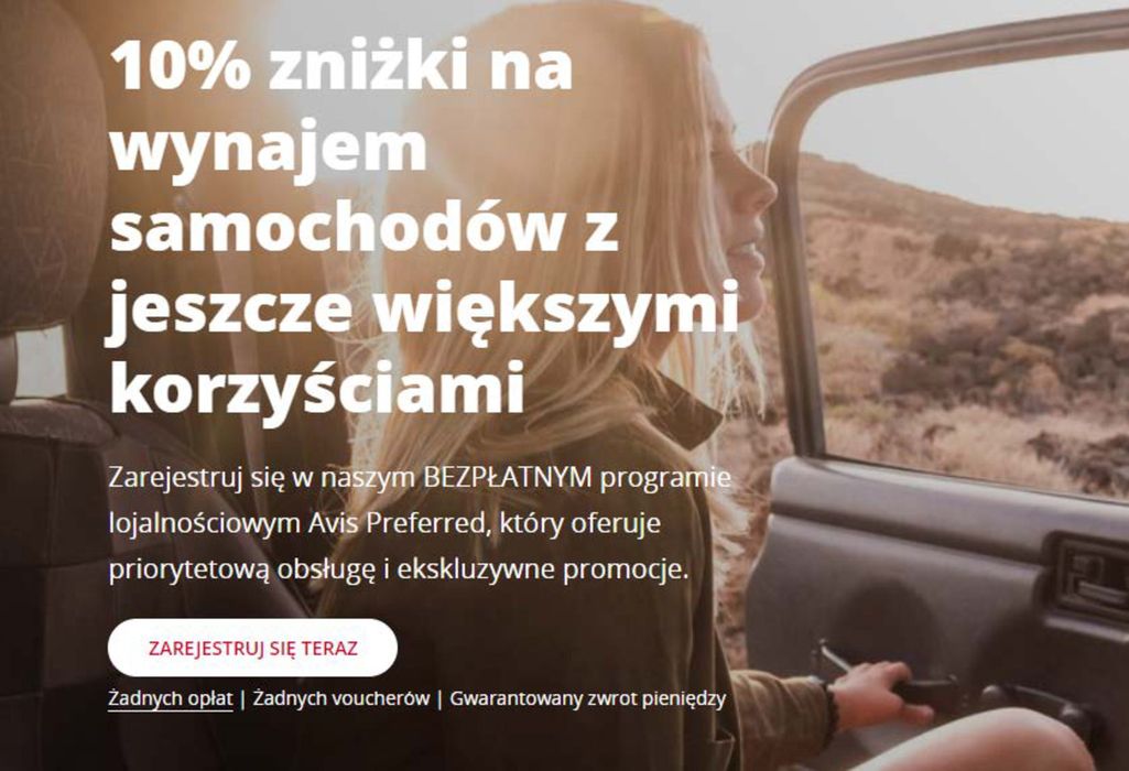 Katalog Avis w: Zielona Góra | 10% zniżki na wynajem samochodów z jeszcze większymi korzyściami | 16.05.2024 - 18.05.2024