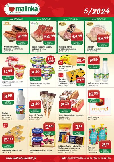 Promocje Supermarkety w Bochnia | Oferta ważna od 16-05 do 29-05 de Malinka Market | 16.05.2024 - 29.05.2024