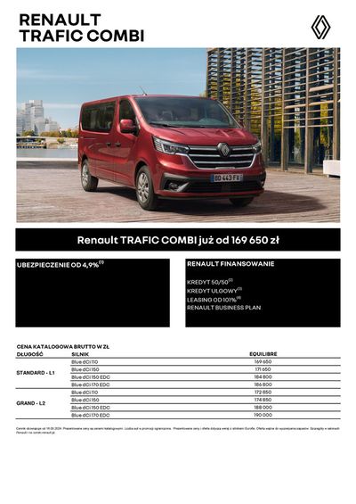 Promocje Samochody, motory i części samochodowe w Radzyń Chełmiński | Renault Trafic Combi de Renault | 17.05.2024 - 17.05.2025