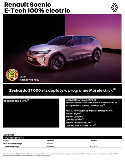 Promocje Samochody, motory i części samochodowe w Jedlina-Zdrój | Renault Scenic E-Tech 100% Electric de Renault | 4.06.2024 - 4.06.2025
