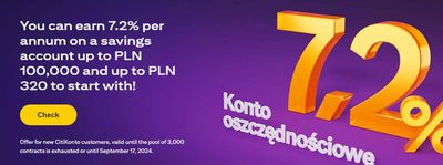 Promocje Banki i ubezpieczenia w Kamienna Góra | Nawet 7,2% z CitiKontem  de Citibank | 21.08.2024 - 17.11.2024