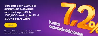 Promocje Banki i ubezpieczenia w Szczecin | Nawet 7,2% z CitiKontem  de Citibank | 21.08.2024 - 17.11.2024