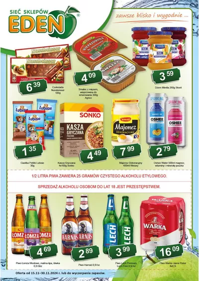 Promocje Supermarkety w Tenczynek | Oferta od 15.11-30.11.2024 r. lub do wyczerpania zapasów. de Eden | 15.11.2024 - 30.11.2024