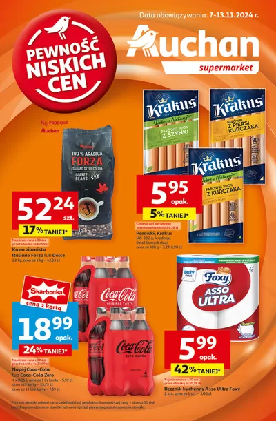 Katalog Auchan w: Smolec | Gazetka Pewność Niskich Cen Supermarket Auchan | 7.11.2024 - 13.11.2024