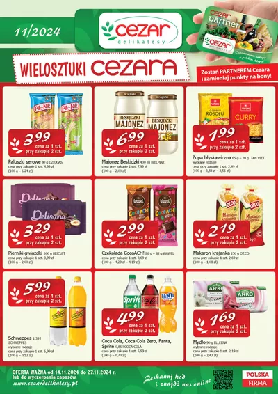 Promocje Supermarkety w Ryglice | Wielosztuki cezara  de Cezar Delikatesy | 14.11.2024 - 27.11.2024