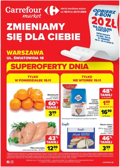 Katalog Carrefour | Gazetka Zmieniamy si&#281; dla Ciebie - Warszawa  | 17.11.2024 - 23.11.2024