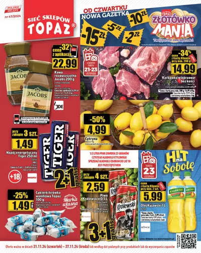 Promocje Supermarkety w Mińsk Mazowiecki | Nasze najlepsze oferty dla Ciebie de Topaz | 21.11.2024 - 27.11.2024