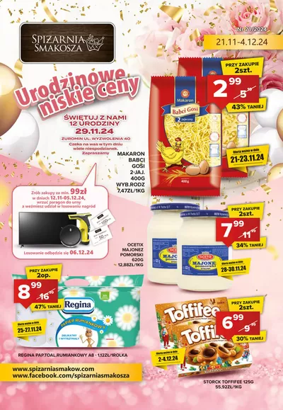 Promocje Supermarkety w Lidzbark | Urodzinowe niskie ceny de Spiżarnia | 21.11.2024 - 4.12.2024