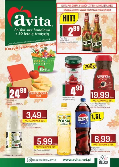 Promocje Supermarkety w Stara Wieś | Koszyk jesiennych promocji de Avita | 22.11.2024 - 26.11.2024