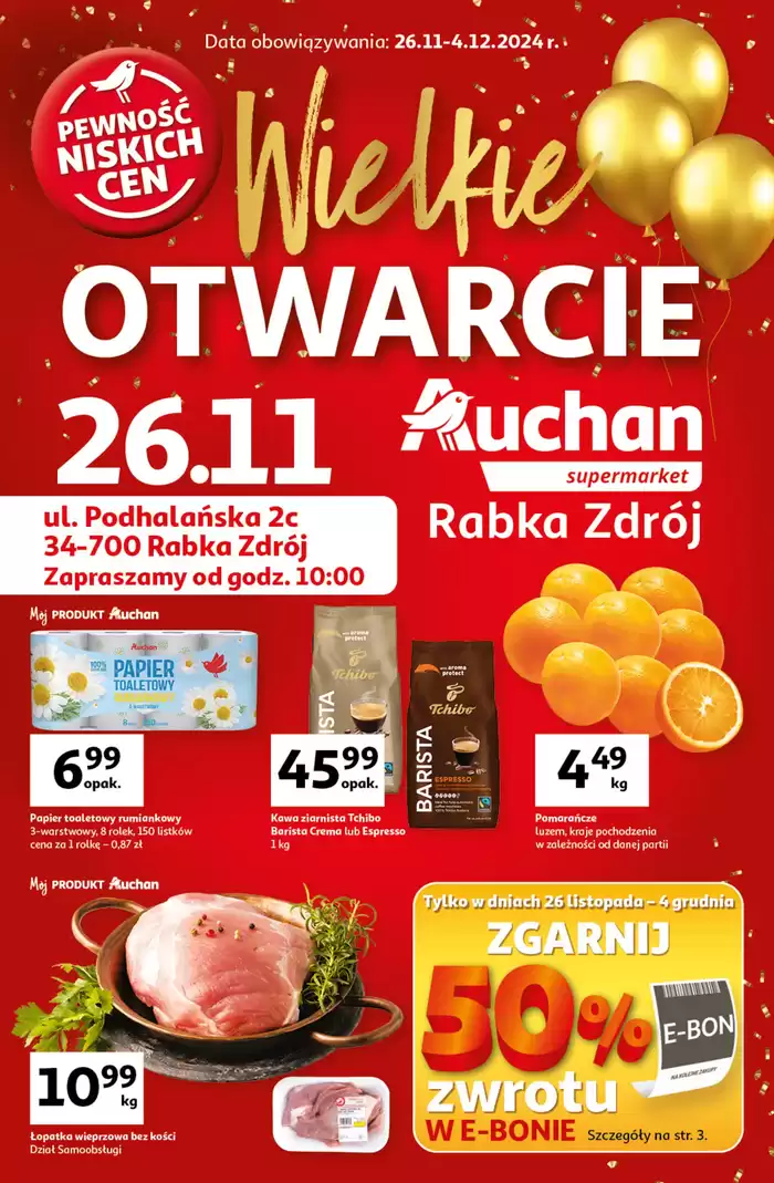 Katalog Auchan w: Słomiróg | Wielkie Otwarcie Rabka Supermarket Auchan | 26.11.2024 - 4.12.2024