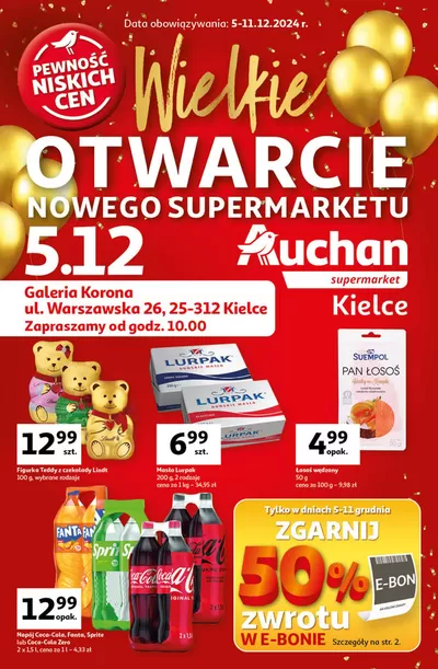 Katalog Auchan w: Bydgoszcz | Wielkie Otwarcie Kielce Supermarket Auchan | 5.12.2024 - 11.12.2024