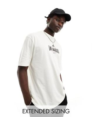 ASOS DESIGN – T-shirt oversize w odcieniu złamanej bieli z motywem miasta na piersi za 64,35 zł w ASOS