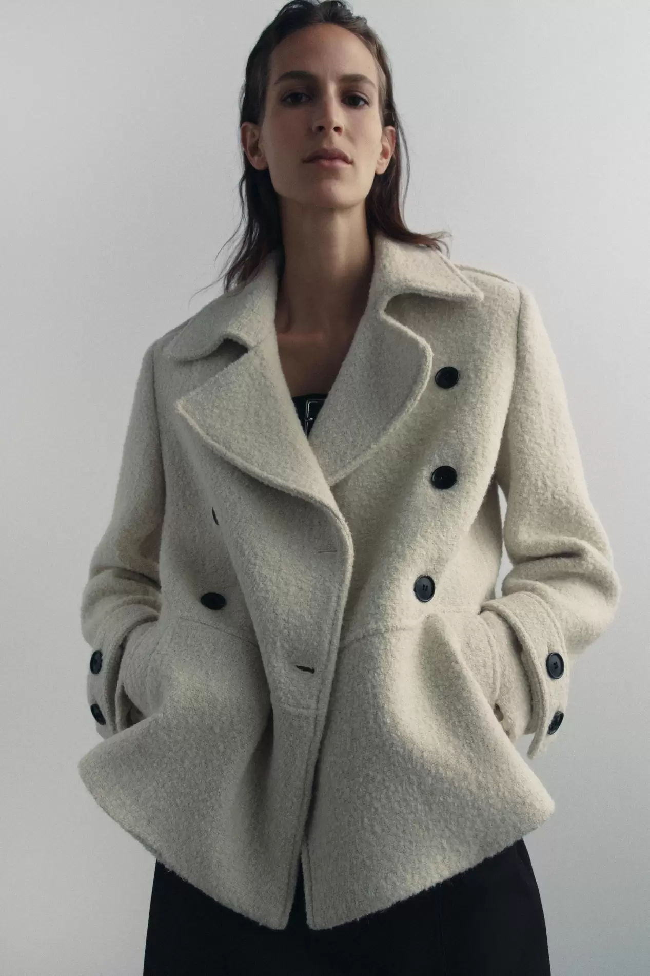 ZW COLLECTION BOUCLÉ WOOL COAT za 599 zł w ZARA