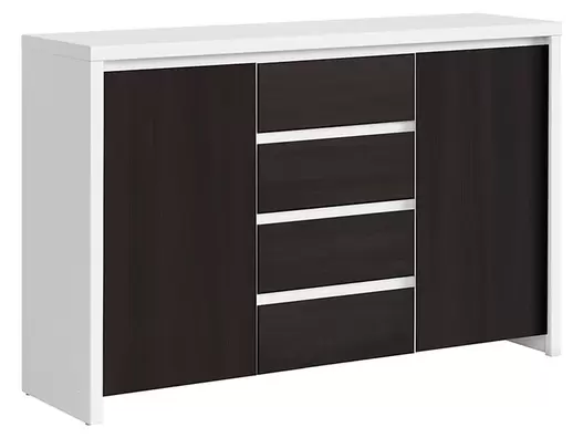 Komoda  144 cm z 2 drzwiami i 4 szufladami biała/wenge za 719 zł w Black Red White