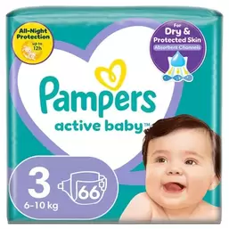 Pampers, Active Baby, pieluchy jednorazowe, rozmiar 3, 6-10 kg, 66 szt. za 71 zł w Smyk