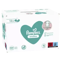 Pampers, Sensitive, chusteczki nawilżane, 12x52 szt. za 69,99 zł w Smyk