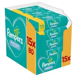 Pampers, Fresh Clean, chusteczki nawilżane, 15x80 szt. za 119,99 zł w Smyk