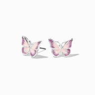 Silver Ombré Pink & Purple Butterfly Stud Earrings za 11,96 zł w Claire's