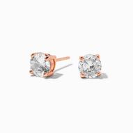 18K Gold Plated Rose Gold Cubic Zirconia Round Stud Earrings - 6MM za 33,96 zł w Claire's