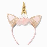 Claire's Club Gold Glitter Pink Unicorn Ears Headband za 21,45 zł w Claire's