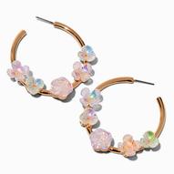Pearlized Flower 50MM Gold-tone Hoop Earrings za 21,45 zł w Claire's