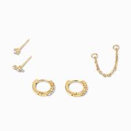 C LUXE by Claire's 18k Yellow Gold Plated Iridescent Hoop Connector Chain Star Stud Earring Set - 5 Pack za 59,96 zł w Claire's