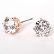 Rose Gold Cubic Zirconia Round Stud Earrings - 8MM za 17,16 zł w Claire's