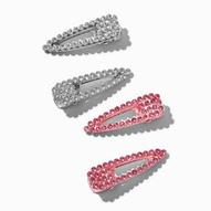 Claire's Club Pink & Silver Stone Snap Hair Clips - 4 Pack za 21,45 zł w Claire's