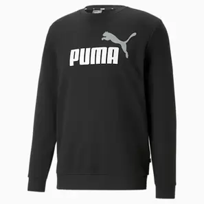 Męski sweter z okrągłym dekoltem i dużym dwukolorowym logo Essentials+ za 109 zł w Puma