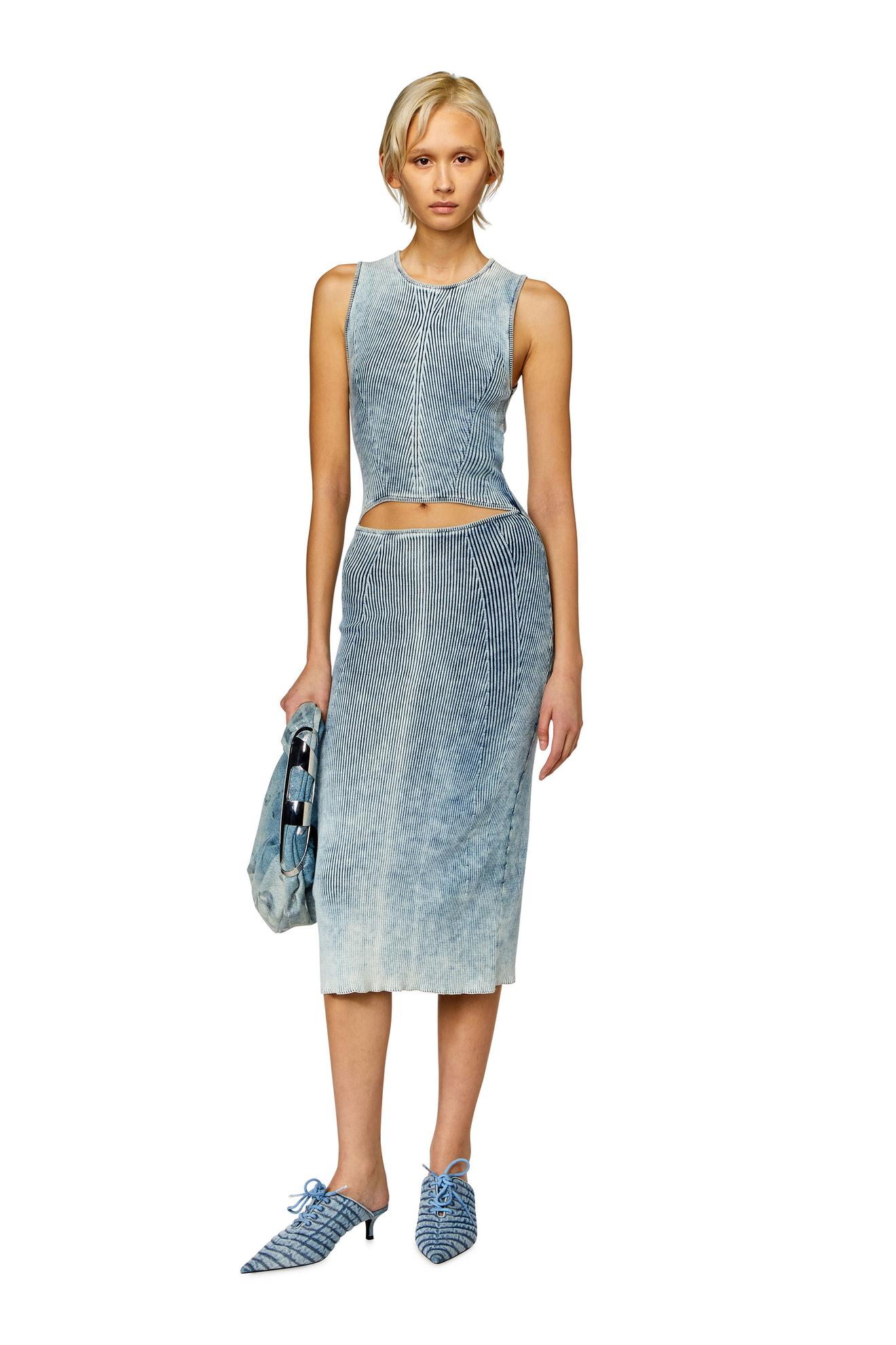 Cut-out midi dress in indigo cotton knit za 525 zł w Diesel